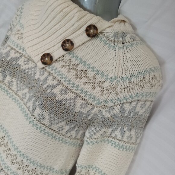 Gap Kids Size XXL 14-16 Exrta Long Knit Sweater Y2K White Silver Blue Winter - Picture 6 of 13
